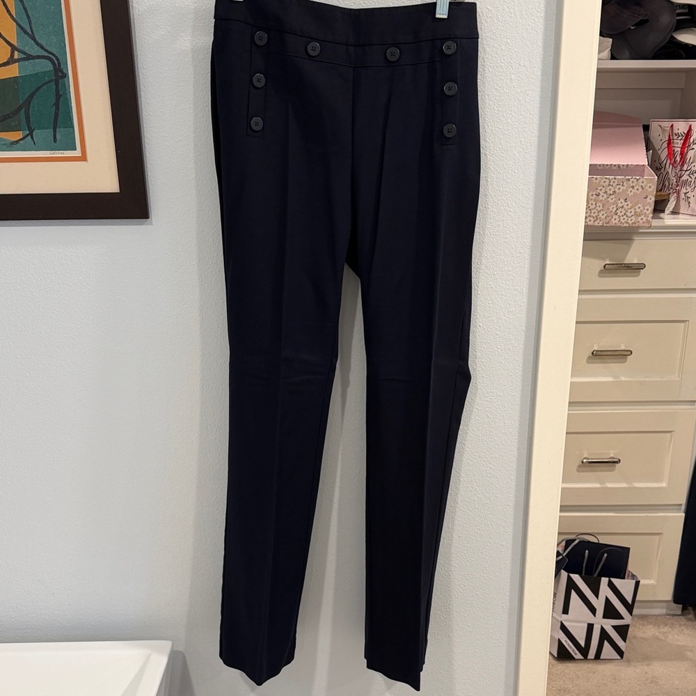 CAbi Woman’s Navy Button-Accent Dress Pants